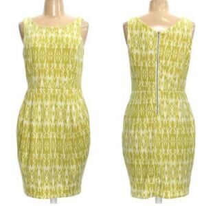 G BY GIULIANA RANCIC citron/white geometric print sheath dress Women's size XS